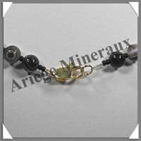 AGATE DRAPEE - Collier Compos - 5 Rectangles 30x25 mm et Perles 8 mm - 50 cm - C021