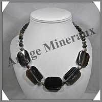 AGATE DRAPEE - Collier Compos - 5 Rectangles 30x25 mm et Perles 8 mm - 50 cm - C023