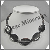 AGATE DRAPEE - Collier Compos - 5 Ovales, Tubes et Perles - 48 cm - C024
