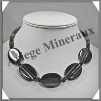 AGATE DRAPEE - Collier Compos - 5 Ovales, Tubes et Perles - 46 cm - C025