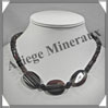 AGATE DRAPEE - Collier Compos - 3 Ovales, Tubes et Perles - 50 cm - C026 Brsil