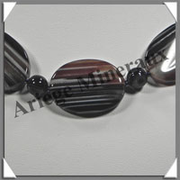 AGATE DRAPEE - Collier Compos - 3 Ovales, Tubes et Perles - 50 cm - C026