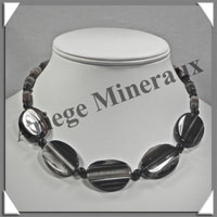 AGATE DRAPEE - Collier Compos - 5 Ovales, Tubes et Perles - 46 cm - C027
