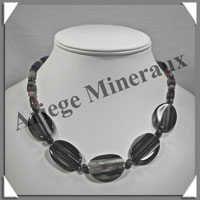 AGATE DRAPEE - Collier Compos - 5 Ovales, Tubes et Perles - 50 cm - C028