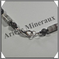 AGATE DRAPEE - Collier Compos - 5 Ovales, Tubes et Perles - 50 cm - C028