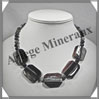 AGATE DRAPEE - Collier Compos - 5 Rectangles 35x25 mm et Perles 8 mm - 52 cm - C029 Brsil