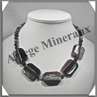 AGATE DRAPEE - Collier Compos - 5 Rectangles 35x25 mm et Perles 8 mm - 52 cm - C029