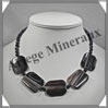AGATE DRAPEE - Collier Compos - 5 Rectangles 35x25 mm et Perles 6 mm - 49 cm - C031 Brsil