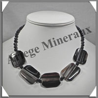 AGATE DRAPEE - Collier Compos - 5 Rectangles 35x25 mm et Perles 6 mm - 49 cm - C031