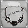 AGATE DRAPEE - Collier Compos - 3 Rectangles 30x25 mm et Perles 6 mm - 42 cm - C032 Brsil