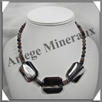 AGATE DRAPEE - Collier Compos - 3 Rectangles 30x25 mm et Perles 6 mm - 42 cm - C032