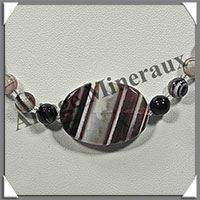 AGATE DRAPEE - Collier Compos - 1 Ovale 35x25 mm et Perles 6 mm - 45 cm - C033