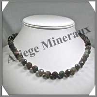 AGATE DRAPEE - Collier Perles Facetes 10 mm - 49 cm - C007