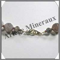 AGATE DRAPEE - Collier Perles Facetes 10 mm - 49 cm - C007