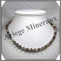 AGATE DRAPEE - Collier Perles Facetes 8 mm - 46 cm - C010