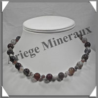 AGATE DRAPEE - Collier Perles 4 et 10 mm en altern - 42 cm - C003