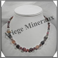 AGATE DRAPEE - Collier Perles 4 et 10 mm en dgrad - 43 cm - C004