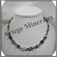 AGATE DRAPEE - Collier Perles 4 et 10 mm en dgrad - 42 cm - C005