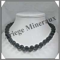 AGATE NOIRE - Collier Perles 12 mm - 46 cm - A001