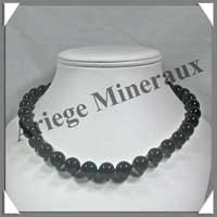 AGATE NOIRE - Collier Perles 12 mm - 46 cm - A002