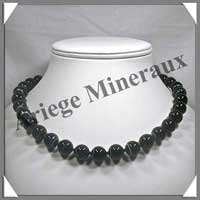 AGATE NOIRE - Collier Perles 12 mm - 46 cm - C007