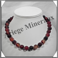 AGATE RUBANNEE - Collier Perles 12 mm - 45 cm - M001
