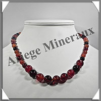 AGATE RUBANNEE - Collier Perles 8  12 mm en dgrad - 45 cm - M002