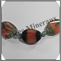 AGATE VERTE et AVENTURINE - Collier Compos - 5 Ovales 25x18 mm - 43 cm - C001