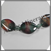 AGATE VERTE et AVENTURINE - Collier Compos - 5 Ovales 25x18 mm - 43 cm - C002