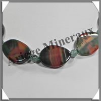 AGATE VERTE et AVENTURINE - Collier Compos - 5 Ovales 25x18 mm - 43 cm - C003