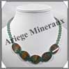 AGATE VERTE et AVENTURINE - Collier Compos - 5 Ovales 25x18 mm - 47 cm - C005 Brsil