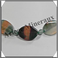 AGATE VERTE et AVENTURINE - Collier Compos - 3 Ovales 25x18 mm - 42 cm - C006