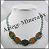 AGATE VERTE et AVENTURINE - Collier Compos - 5 Ovales 25x18 mm - 47 cm - C007 Brsil