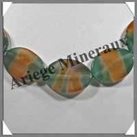AGATE VERTE et AVENTURINE - Collier Compos - 5 Ovales 25x18 mm - 48 cm - C008