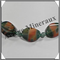 AGATE VERTE et AVENTURINE - Collier Compos - 3 Ovales 25x18 mm - 42 cm - C009