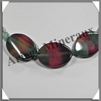 AGATE VERTE et AVENTURINE - Collier Compos - 3 Ovales 25x18 mm - 42 cm - C010
