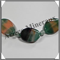AGATE VERTE et AVENTURINE - Collier Compos - 3 Ovales 25x18 mm - 42 cm - C011