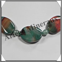AGATE VERTE et AVENTURINE - Collier Compos - 3 Ovales 25x18 mm - 42 cm - C012