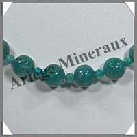 AMAZONITE Fonce - Collier Perles 4 et 12 mm en altern - 45 cm - C001