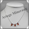 AMBRE - Collier Argent - 3 Cabochons - Caramel - 42 cm - L001 Baltique
