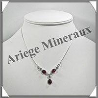 AMBRE - Collier Argent - 3 Cabochons - Caramel - 48 cm - L007