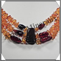 AMBRE - Collier Baroque Compos - Caramel Bicolore - 3 Rangs - 46 cm - L001