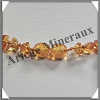 AMBRE - Collier Baroque Compos - Caramel Bicolore - 3 Rangs - 46 cm - L001