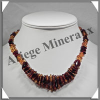 AMBRE - Collier Baroque Compos - Caramel Bicolore - Plastron - 46 cm - L002