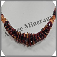 AMBRE - Collier Baroque Compos - Caramel Bicolore - Plastron - 46 cm - L002
