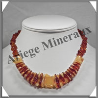 AMBRE - Collier Baroque Compos - Caramel Bicolore - Plastron - 46 cm - L003