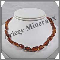 AMBRE - Collier Bb - Nuggets - Caramel Fonc - 33 cm - CAMB2F