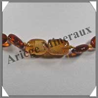 AMBRE - Collier Bb - Nuggets - Caramel Fonc - 33 cm - CAMB2F