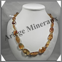 AMBRE - Collier Compos - Caramel Clair - Ovales Facets - 68 cm - L001