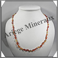 AMBRE - Collier Facet - Ovales de 10  15 mm - Bicolore - 65 cm - L010